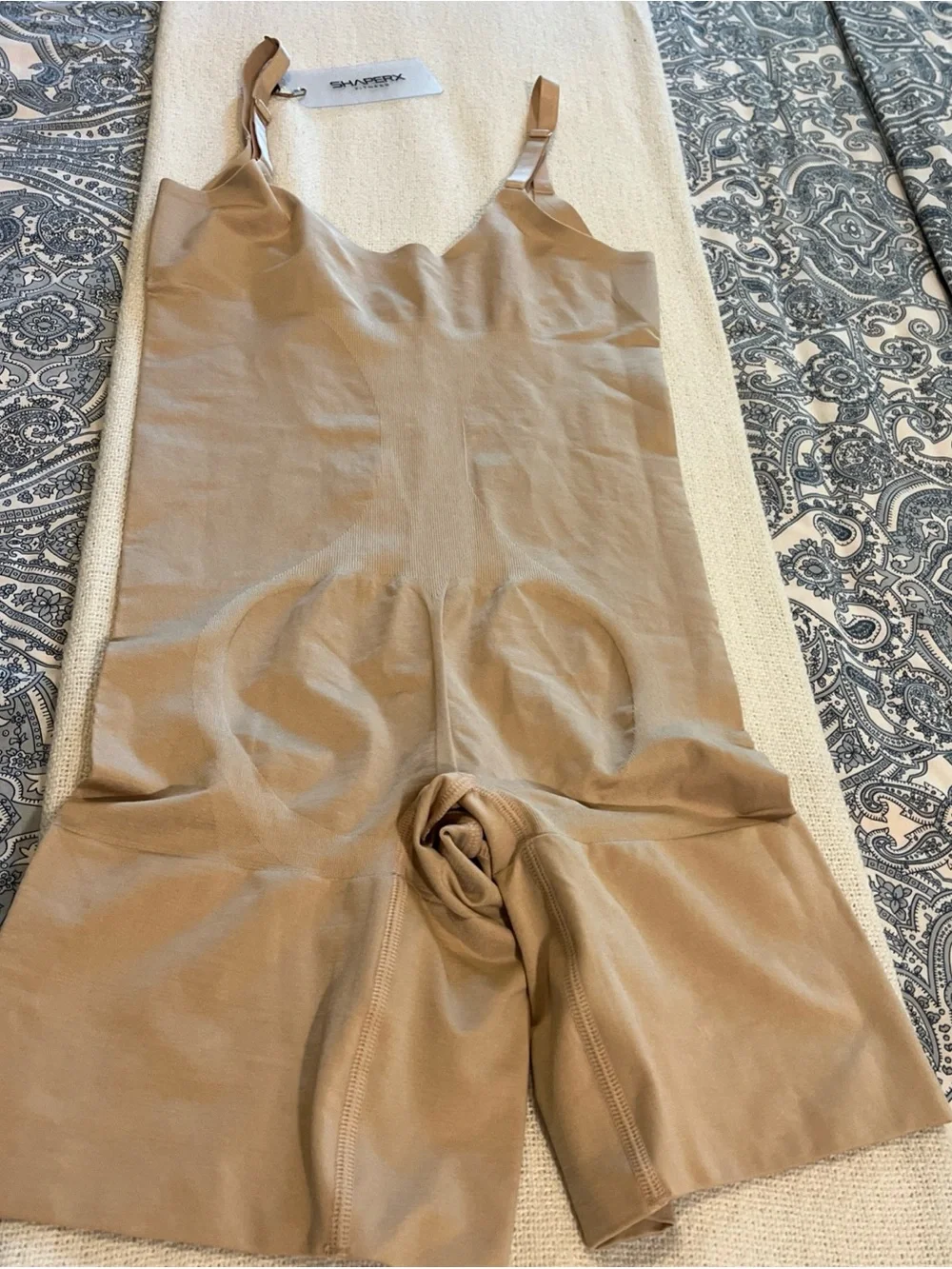 SHAPERX Fitness Size Medium One Piece Bodysuit Shapewear Open Gusset NEW